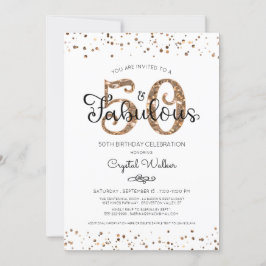Invitación 50.º Cumpleaños Elegante 50 Y FABULOSO Oro De Cobr