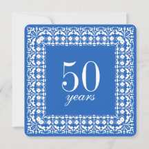 50.º cumpleaños: Elegante Fiesta azul y blanco inv