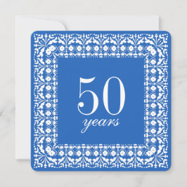 Invitación 50.º cumpleaños: Elegante Fiesta azul y blanco inv