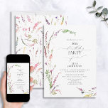 Invitación 50.º Cumpleaños Elegante Floral de Flor Silvestre<br><div class="desc">Celebrar un 50 cumpleaños con estilo con esta impresionante invitación de flores silvestres de 50 años. Con un marco elegante de hermosas flores silvestres acuáticas, crea el entorno perfecto para honrar esta ocasión especial. Además, puedes personalizar la invitación con detalles personales escritos en caligrafía escrita a mano moderna. Como extra,...</div>