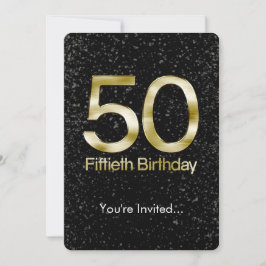 Invitación 50.º cumpleaños, elegante oro negro