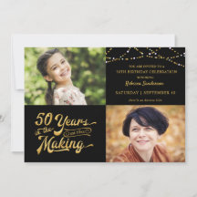 50.º Cumpleaños Entonces y ahora Fotos String Ligh