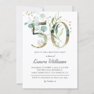 Invitación 50.º cumpleaños Eucalyptus Greenery Invitation