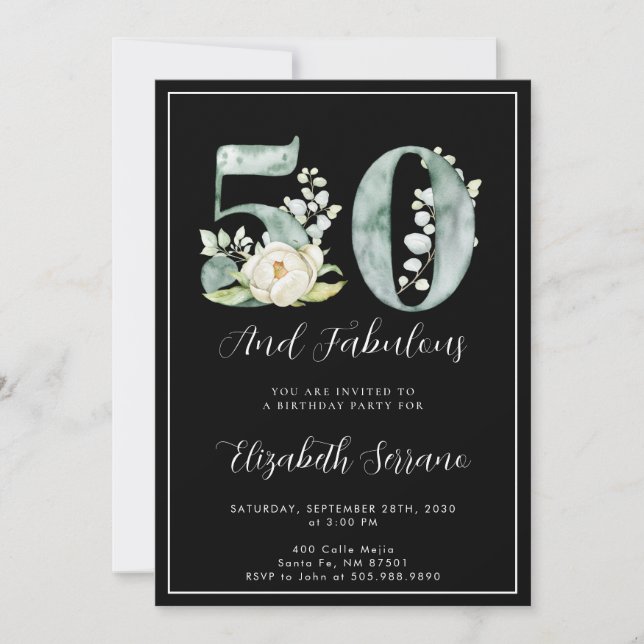 Invitación 50.º cumpleaños fabuloso (Anverso)