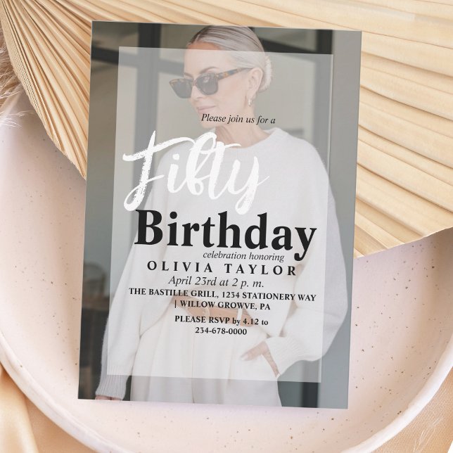 Invitación 50.º cumpleaños foto Minimalista moderna Cincuenta (Subido por el creador)
