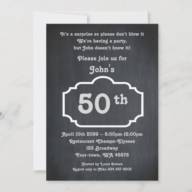 Invitación 50.º cumpleaños, hombre Fiesta, cualquier edad, ta (Anverso)