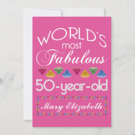 Invitación 50.º cumpleaños Las gemas más fabulosas rosa framb