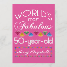 Invitación 50.º cumpleaños Las gemas más fabulosas rosa framb
