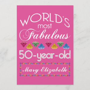 Invitación 50.º cumpleaños Las gemas más fabulosas rosa framb