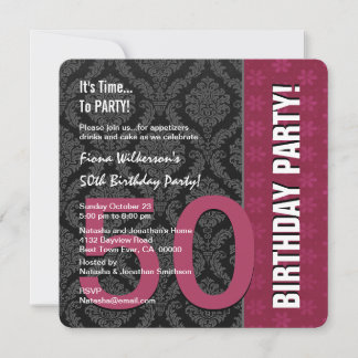 Invitación 50.º cumpleaños Marrón de color moderno y V04 negr