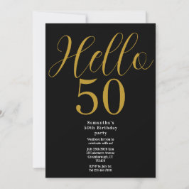 Invitación 50.º cumpleaños moderno de oro negro