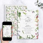 Invitación 50.º Cumpleaños Moderno Verano Flor Silvestre acua<br><div class="desc">Celebra un 50 cumpleaños con estilo con esta impresionante Invitación a la acuarela de flores silvestres de verano. Con un marco elegante de delicadas flores silvestres de verano, crea el entorno perfecto para honrar esta ocasión especial. Además, puedes personalizar la invitación con detalles personales escritos en caligrafía escrita a mano...</div>