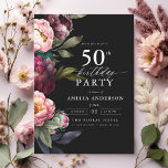 Invitación 50.º cumpleaños Moody Burgundy Rubor Floral<br><div class="desc">Celebra tu hito con una invitación moderna de 50 años con flores de borgoña y rubor. Este elegante diseño combina tonos profundos y dramáticos con acentos suaves y románticos, perfecto para crear un ambiente sofisticado y acogedor. La llamativa disposición floral aporta un toque de lujo, mientras que la disposición contemporánea...</div>