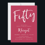 Invitación 50.º Cumpleaños Negrita 40 Brush Script Magenta<br><div class="desc">Esta invitación de moda incluye un encabezado de script y su información personalizada. Utilice el formulario de plantilla para agregar los detalles de su fiesta. La función Personalizar le permite cambiar el estilo de fuente y agregar o eliminar texto.</div>