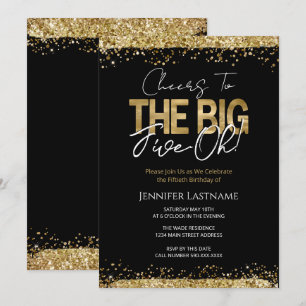 Invitación 50.º cumpleaños negro y oro
