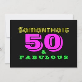 Invitación 50.º cumpleaños Neón 50 y fabuloso