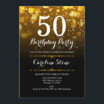 Invitación 50.º cumpleaños - Oro blanco negro<br><div class="desc">50.ª Invitación de cumpleaños. CUALQUIER EDAD Elegante diseño blanco negro con falsas luces purpurinas de oro. Cumpleaños de adultos. Incluye diamantes y tipos de letra de script. Invitación de cumpleaños de hombres o mujeres. Perfecto para una elegante fiesta de cumpleaños. Mándame un mensaje si necesitas más personalización.</div>