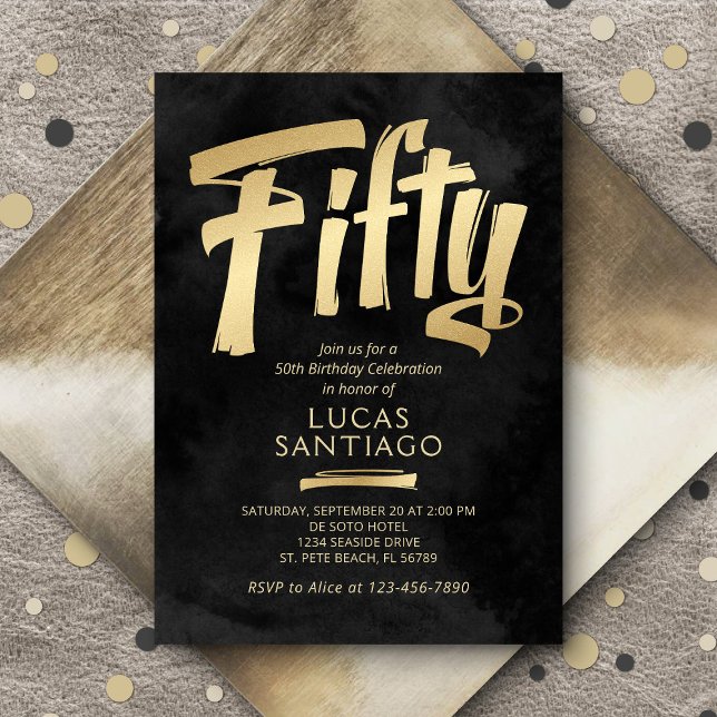 Invitación 50.º cumpleaños Oro Negro (Subido por el creador)
