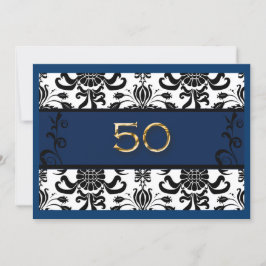 Invitación 50.º cumpleaños, Relieve metalizado dorado, invita