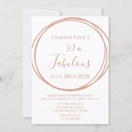 Invitación 50.º cumpleaños Rosa oro Cumpleaños Mínimo