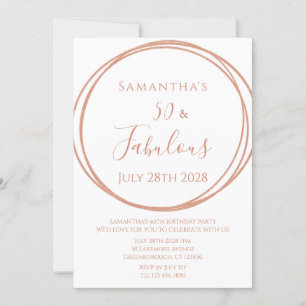 Invitación 50.º cumpleaños Rosa oro Cumpleaños Mínimo
