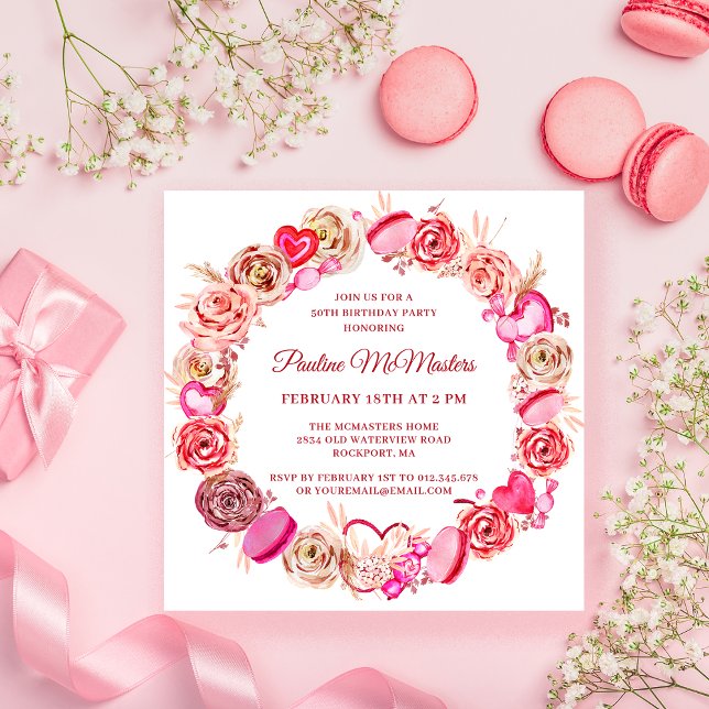 Invitación 50.º cumpleaños Rosas Rosas Rosas Rosas Rosas Rosa (Subido por el creador)