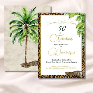 Invitación 50.º cumpleaños salvaje impreso en leopardo de las