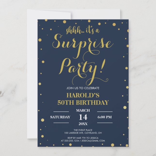 Invitación 50.º cumpleaños sorpresa de la Marina Confetti de  (Anverso)