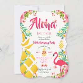 Invitación 50.º cumpleaños Tropical Hawaiano invita a piña