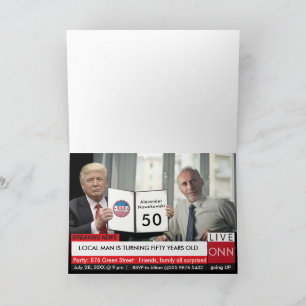 Invitación 50.º cumpleaños Trump recibe divertidas noticias d