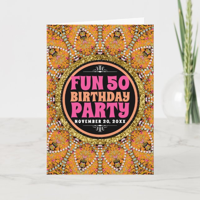 Invitación 50.º cumpleaños vibrante Fiesta de Energía del Est (Anverso)