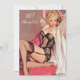 Invitación 50.º cumpleaños, Vieja Sexy Pin Up Black Lingerie