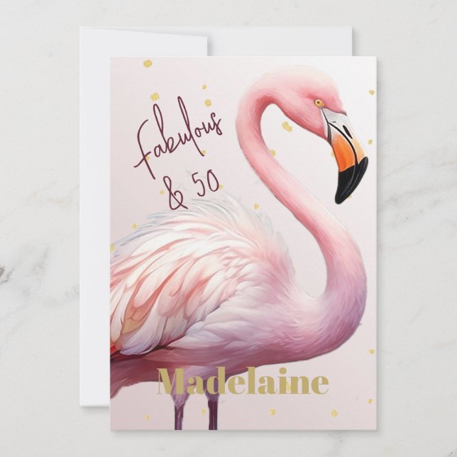 Invitación 50.º Día de Aniversario del Oro Rosa del Tema Flam (Anverso)