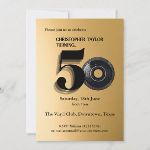 Invitación 50.º disco de la fiesta de cumpleaños