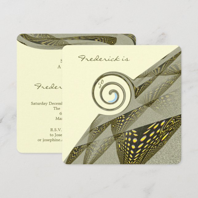 Invitación 50.º diseño verde y amarillo (Anverso / Reverso)