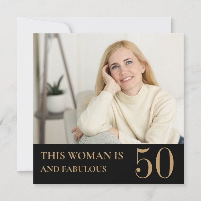 Invitación 50.º fabuloso y moderno cumpleaños de fotos (Anverso)