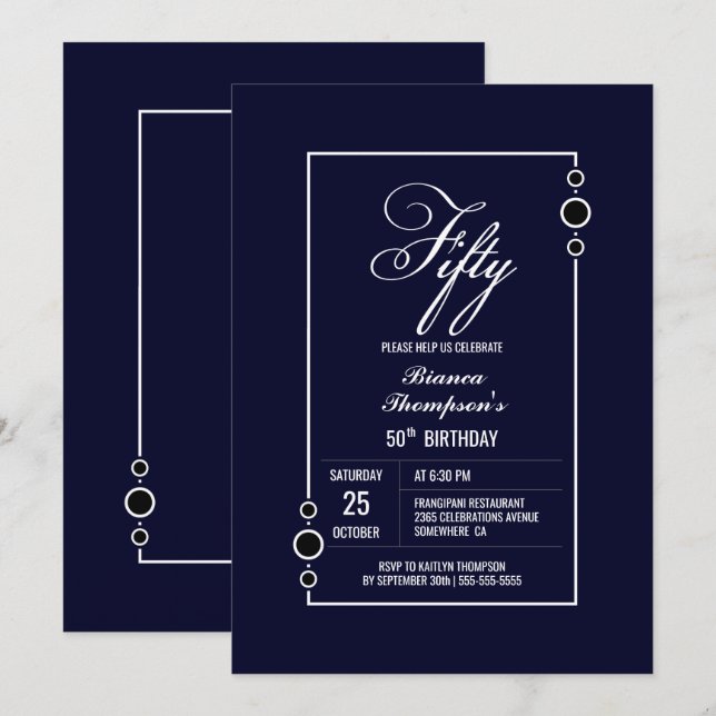 Invitación 50.º Fiesta azul de la Marina Moderna (Anverso / Reverso)