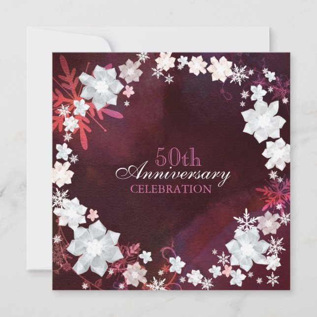 Invitación 50.º Fiesta de aniversario de la boda de invierno (Anverso)