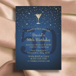 Invitación 50.º Fiesta de cócteles de oro moderno de la Marin<br><div class="desc">Invitaciones a la fiesta de cócteles de la Marina Blue Modern Gold 50 Cumpleaños.</div>