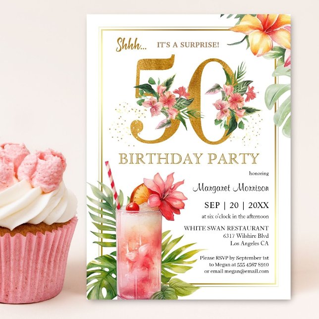Invitación 50.º Fiesta de cócteles Florales Tropicales de cum (Subido por el creador)