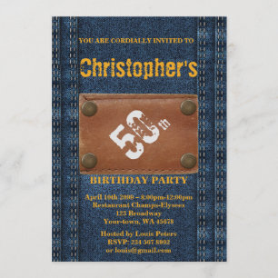 Invitación 50.º, fiesta de cumpleaños, estilo Denim de invita