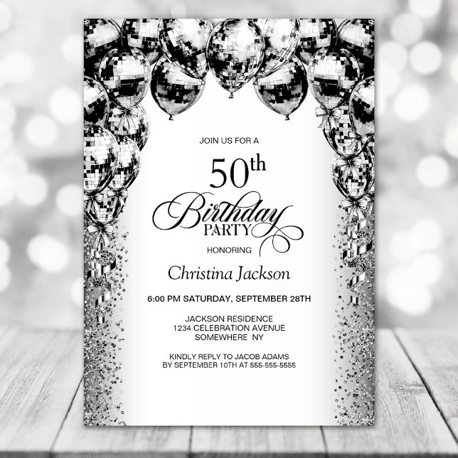 Invitación 50.º Fiesta de los globos blancos y negros (Subido por el creador)