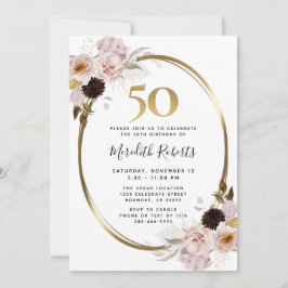 Invitación 50.º Fiesta de oro de Rosas de cumpleaños