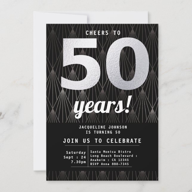 Invitación 50.º Fiesta de plata negra (Anverso)