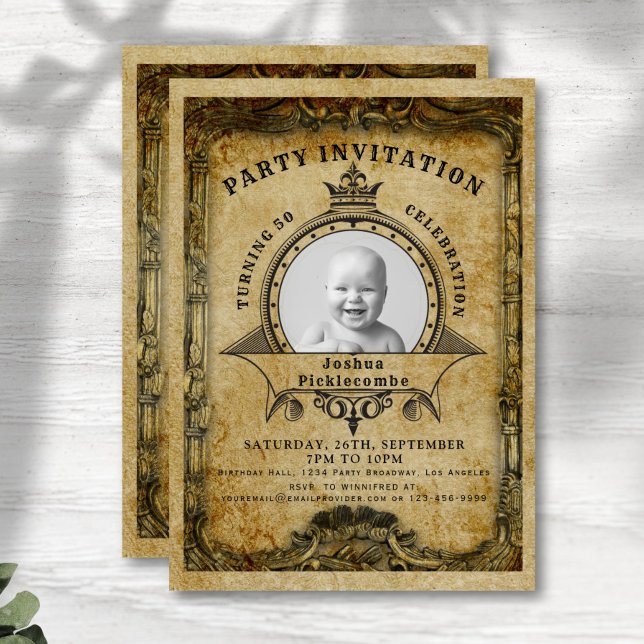Invitación 50.º Fiesta de sorprender con imágenes retro de cu (Subido por el creador)