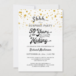 Invitación 50.º Fiesta de sorpresas Retro Gold Confetti