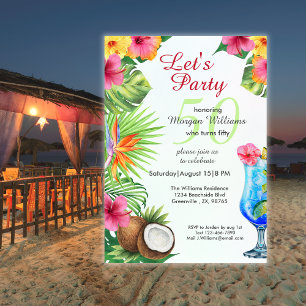 Invitación 50.º Fiesta de verano tropical y cóctel