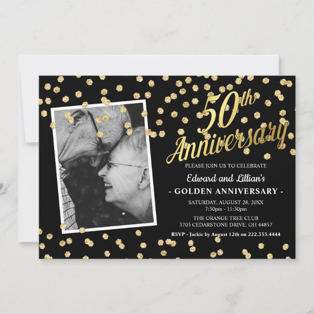 Invitación 50.º Fiesta del Aniversario del Boda de Oro (Anverso)