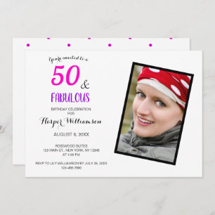 Invitación 50.º Fiesta Elegante Púrpura Rosa