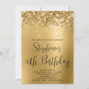 Invitación 50.º gradiente de oro Purpurinoso de cumpleaños
